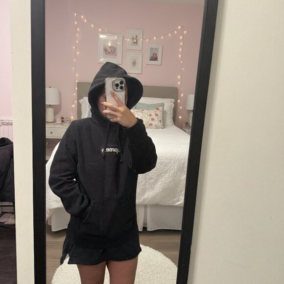 Supreme Box Logo Hooded Sweatshirt 'Super Black Dark Grey  ' - Picture 5 of 5
